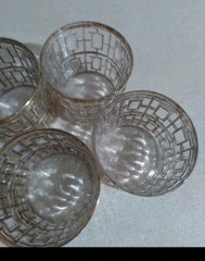 Imperial Glass Shoji Trellis 22K Gold Cocktail Highball Barware Glasses Set (5)