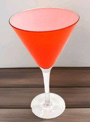 Orange Martini Cocktail Glass White Interior Clear Stem 8oz Vintage Barware