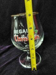 Vtg Regal Christmas .25L Beer Snifter Tulip Footed Glass Gold Rim & Holly Design