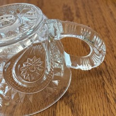 Vintage LE Smith Clear Punch Bowl Cups Aztec Pinwheel Stars Set Of 8 EUC
