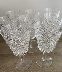 Vintage Waterford Crystal Set Of 8 Alana Pattern Water Goblet 8 Oz Glasses