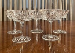 Vintage Cavan Cut Base Crystal 5 1/8” Champagne Glasses Set Of 6 ( Revised +1)