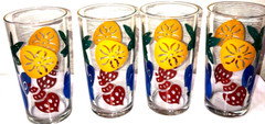 Vintage Libbey Glass Tumblers SET OF 4 Bright Colorful Sea Shells 6 1/4″ T 20 oz