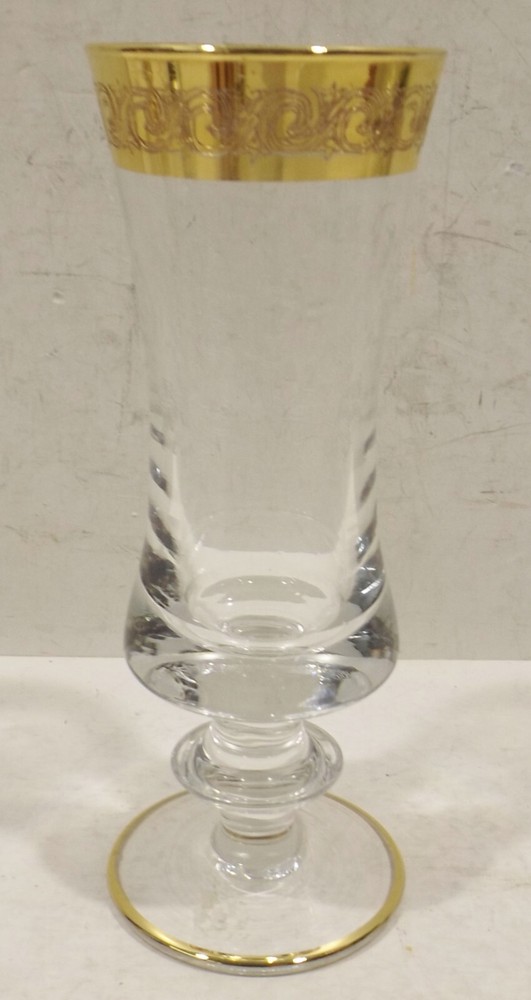 Murano Engraved Hand Blown Glass Wine Glass 16,5cm Clear Medici Gold Trim