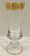 Murano Engraved Hand Blown Glass Wine Glass 16,5cm Clear Medici Gold Trim