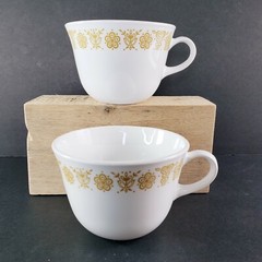 Vtg Corelle Livingware Corning Coffee Tea Mugs Cups Gold Butterfly USA 8oz