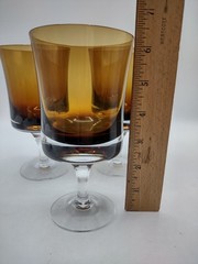 3 Denby Mirage Swedish Amber Glass Water Goblets Stemware Bo Borgstrom MCM 1970s