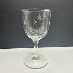 6 RARE Vintage Toyo Sasaki Wine Glass Star Burst Etched MCM Atomic