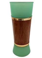 Libbey Wood Wrapped Tiki Glass Green Tumbler Vintage