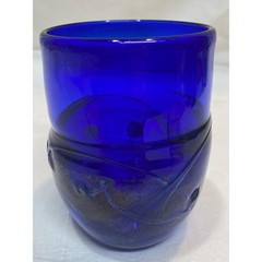 Frederick Warren Studio Art Glass Tumbler Handblown Glass Cup Blue 1993