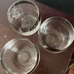 Roly Poly Glasses Silver Rim 2.25 Excellent Set of 3 Vintage