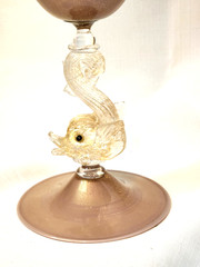 Dolphin Stemware Italian Venetian Murano Glass Goblet Venini, Italy
