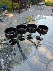 Lenox Venture Black Platinum Trim Crystal Champagne Mid-Century Modern Set Of 4