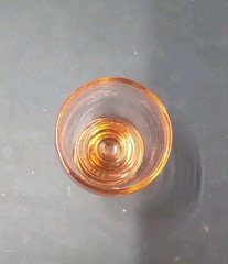 Vintage Pink Cordial Set, L. E. Smith Greenberg Glass Heart Center Handle 1930’s