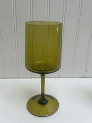 Vintage MCM Olive Green Stemmed Wine Glasses Set of 5