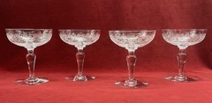 Baccarat Trefle Champagne Sherbet Coupe Glasses Crystal Art Nouveau 9536