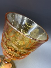 Vintage Viking Georgian Amber glass goblet. 6×4.5” No chips or cracks. Pretty!