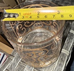 MCM Signed George Briard’s Double Old Fashion Glass Spanish Scroll 22k Filigree
