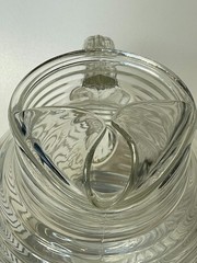 Anchor Hocking Manhattan Clear Glass Ribbed Tilt Ball Pitcher Vintage