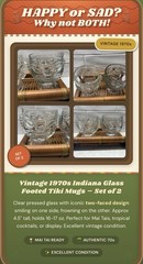 Vintage 1970s Indiana Glass Happy/Sad Tiki Cocktail Glasses – Set of 2