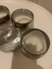Dorothy Thorpe Roly Poly Glasses – Silver Fade Grape Design Vintage MCM Set Of 6
