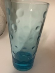Vintage Hazel Atlas Light Blue Glass Capri Dot 5 1/4” Tall. Only One Available.