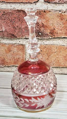 Antique VTG Etched Cordial Wine Glass/Bell Baseless with glass base 5.25”