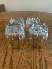 Vintage Pasabahce Whiskey Tumblers, Set Of 4, Panel Optic Design, 24 C Gold Rim