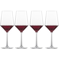 German Crystal Red Wine Glasses With Angular Bowl Zwiesel Stemware Set of 4
