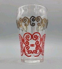 MCM Juice Tumbler Drinking Glass Set of 3 Yellow Red Green Gold Accents Vintage