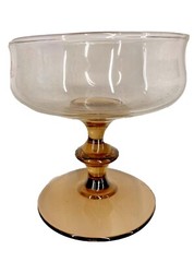 One Libbey 2 color stemware Crystal Bowl Tawny stem champagne/ dessert glasses