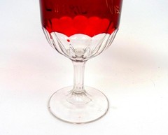 EAPG US Glass Miotin Colonial Ruby Stain 6″ Limeridge Wis Souvenir Goblet 1900-