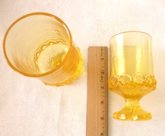 2 Vintage FRANCISCAN MADEIRA Cornsilk Yellow Footed Wine Juice Goblets 5”