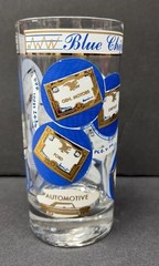 Blue Chip Stock Market Barware MCM Set 4 Rocks Glasses Georges Briard Style Rare