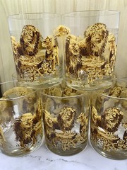 Vintage Lions Pride Family Old Fashioned Double Rocks Tumblers Set 9 Tastesetter