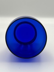 Vintage SHAEFFER Cobalt Blue 8oz IMPERIAL GLASS Tumbler Ribbed Base EUC