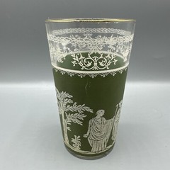 Jeanette Hellenic Green Jasper Tumbler Water Glass 5″ Mid Century Replacement
