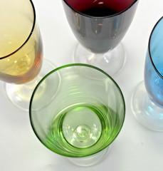Set of Four Colorful 3oz Stemmed Glasses 4 1/2″ Tall