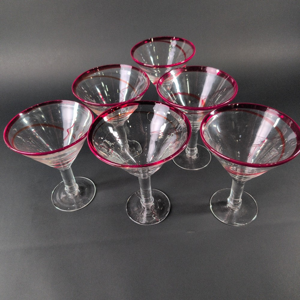 Set Of 6 Jumbo 16 oz Handblown Martini Margarita Glasses Drink Cocktail Stemware