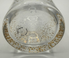 Contemporary Clear Glass Decanter & Two Old Fashion Glasses Gold Dots