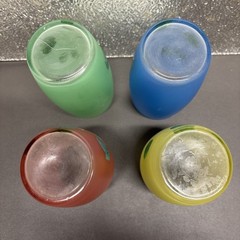 4 Tumblers Gay Fad Bartlett Collins Glasses Hand Painted Flowers Frosted