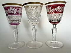 Set 3 Ebeling Reuss Marchioness Cut 2 Clear Wine Liquor Sherry Stem Glasses 5.5″