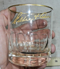 Imperial Glass 11 ounce «On the Rocks» tumbler, Eddie & Ann Gold Leaf decoration
