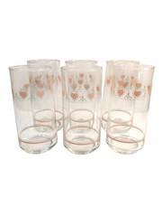 Corelle Forever Yours Glass Pink Heart Tumblers Set of 6 Cottagecore Kitchenware