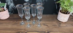 Set Of 6 Royale 24k Gold Rim Champagne Flutes Wine Glasses Hand Decorated 24K