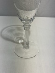 Set of 4 Fostoria Lido Crystal Water Goblet Scepter Stem Palm Leaves Etched 7.5”