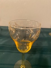 Antique RARE Lancaster Yellow/Topaz Lily Pattern Tulip Water/Wine Glass 7.25”