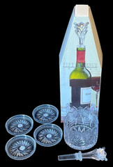 Fifth Avenue Lead Crystal Portico Wine Accessory Set 6 Piece Poland Open Box