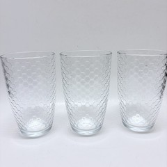 Vintage Set of 3 Pasabahce Horizon Honeycomb Glasses 5.5 inch Heavy Tumblers