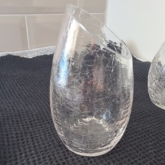 Crackle Pattern Clear Candle Holders, Round – Set of 3, Beautiful.